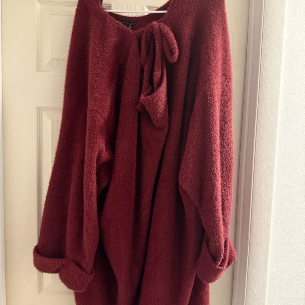 ASOS Deep Red Tie-Front Midi Dress